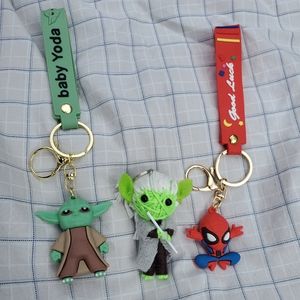 Baby Yoda, Spiderman, & Handmade Vodoo Yoda Keychains| All 3 Included One Set